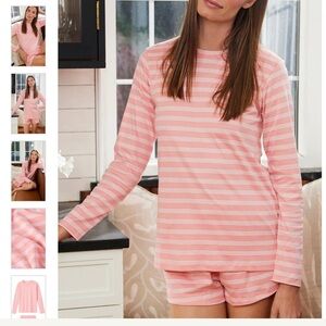 Lake Pajamas Coral Stripe Shorts Set